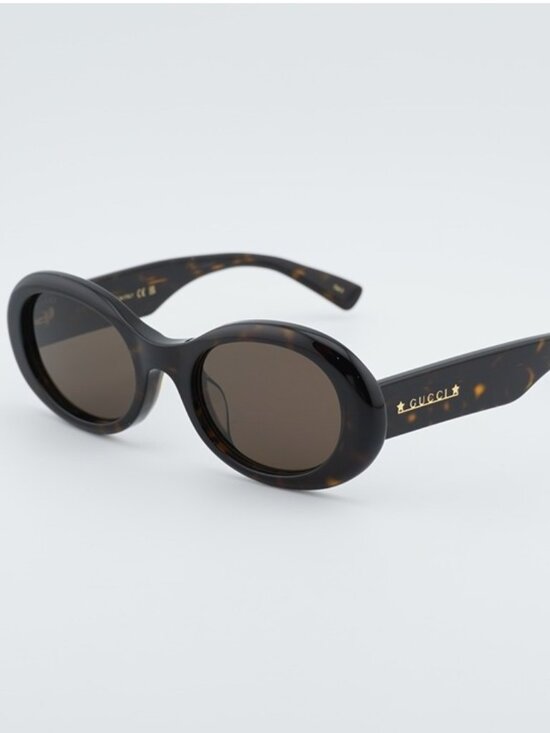 Gucci GG1587SA 002 Sunglasses Dark Havana Oval Frame, Brown Lenses main image 5